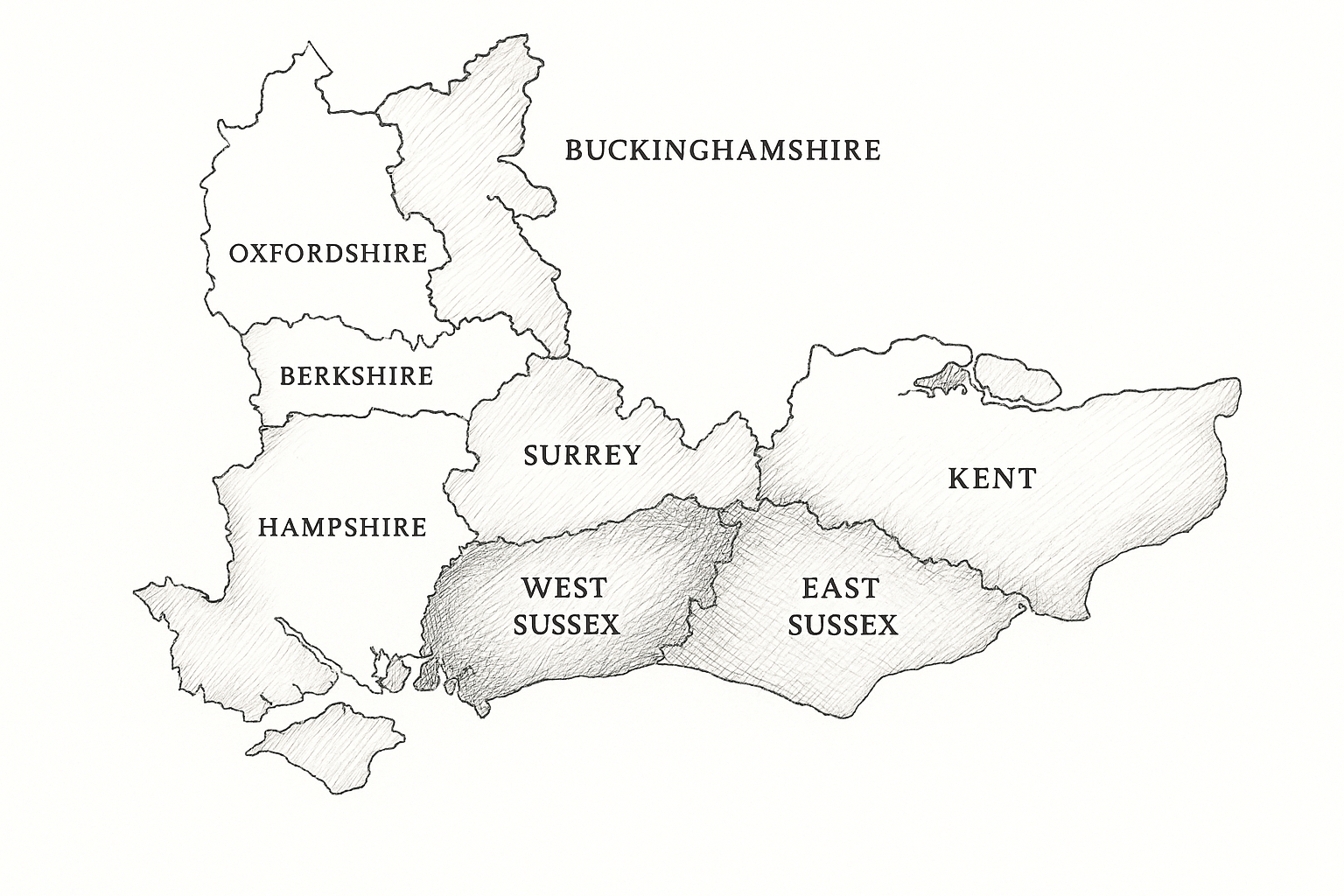 South East England counties map
