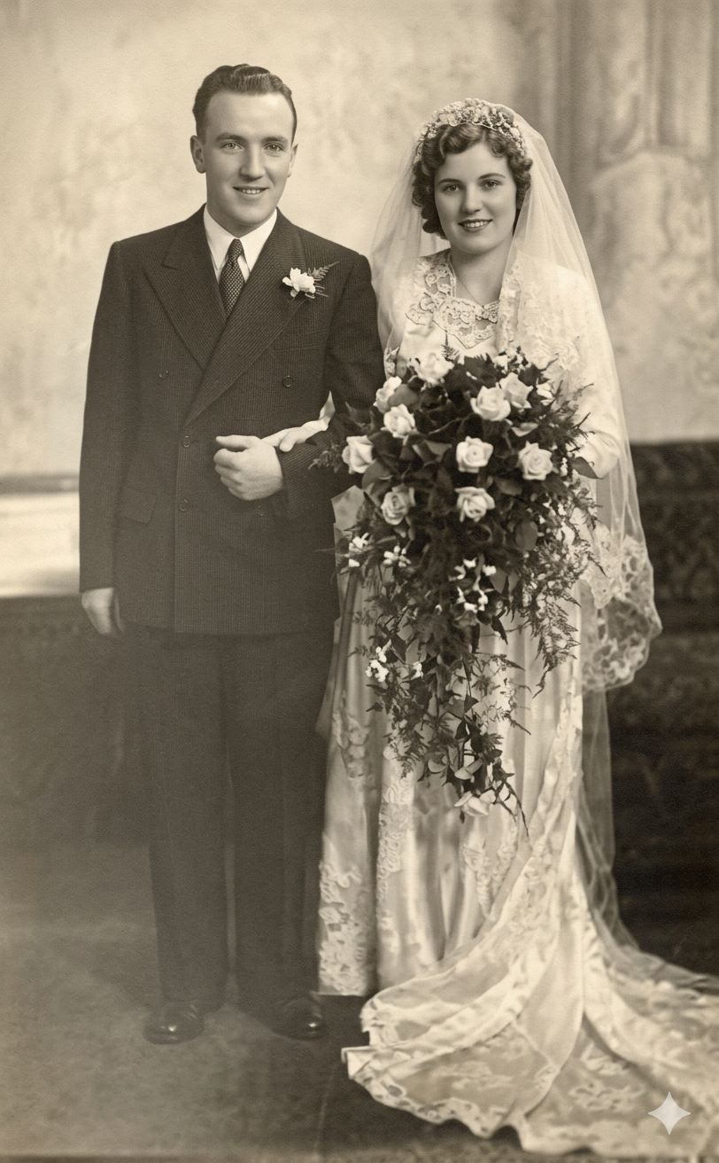 Roy Cresswell on his wedding day &ndash; one of the founders of Swandean Fresh Meats